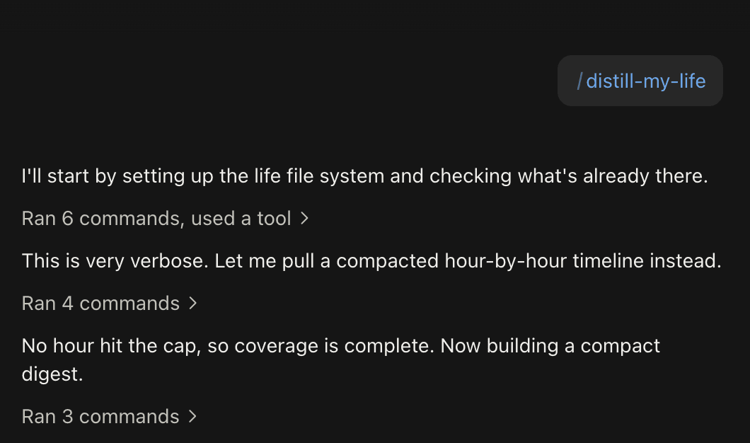 A coding agent distilling the day out of LUCI